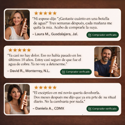 BARELA® Botella de Agua de Cobre Puro – Edición Martillada a Mano