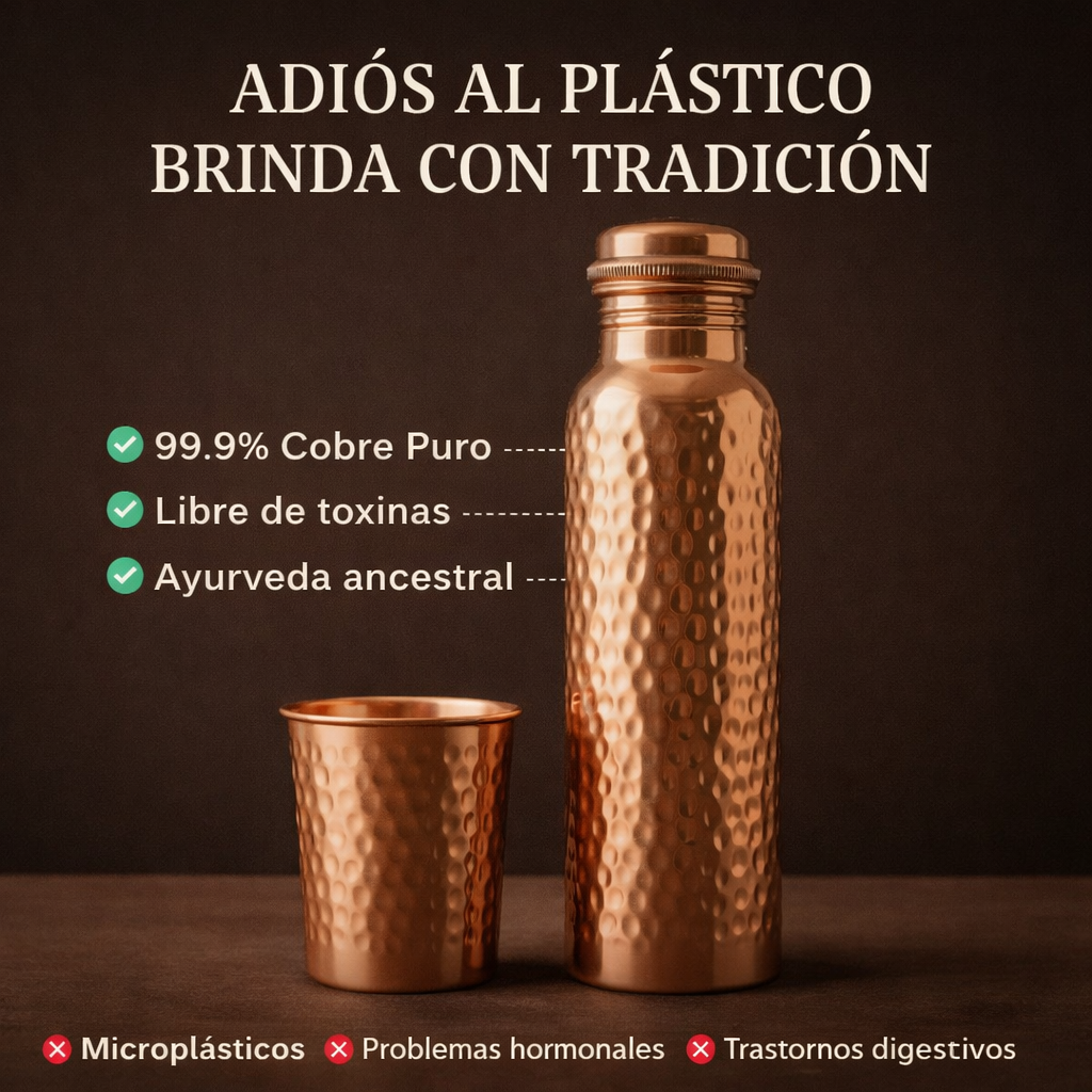 BARELA® Botella de Agua de Cobre Puro – Edición Martillada a Mano