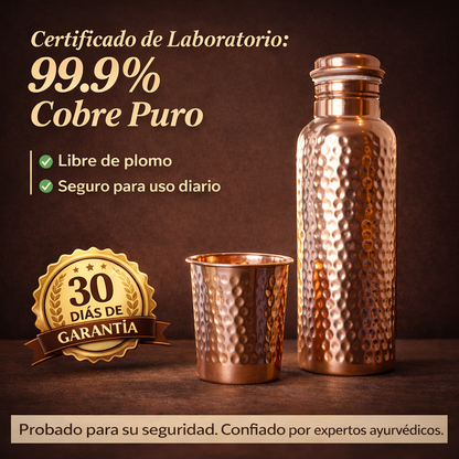 BARELA® Botella de Agua de Cobre Puro – Edición Martillada a Mano